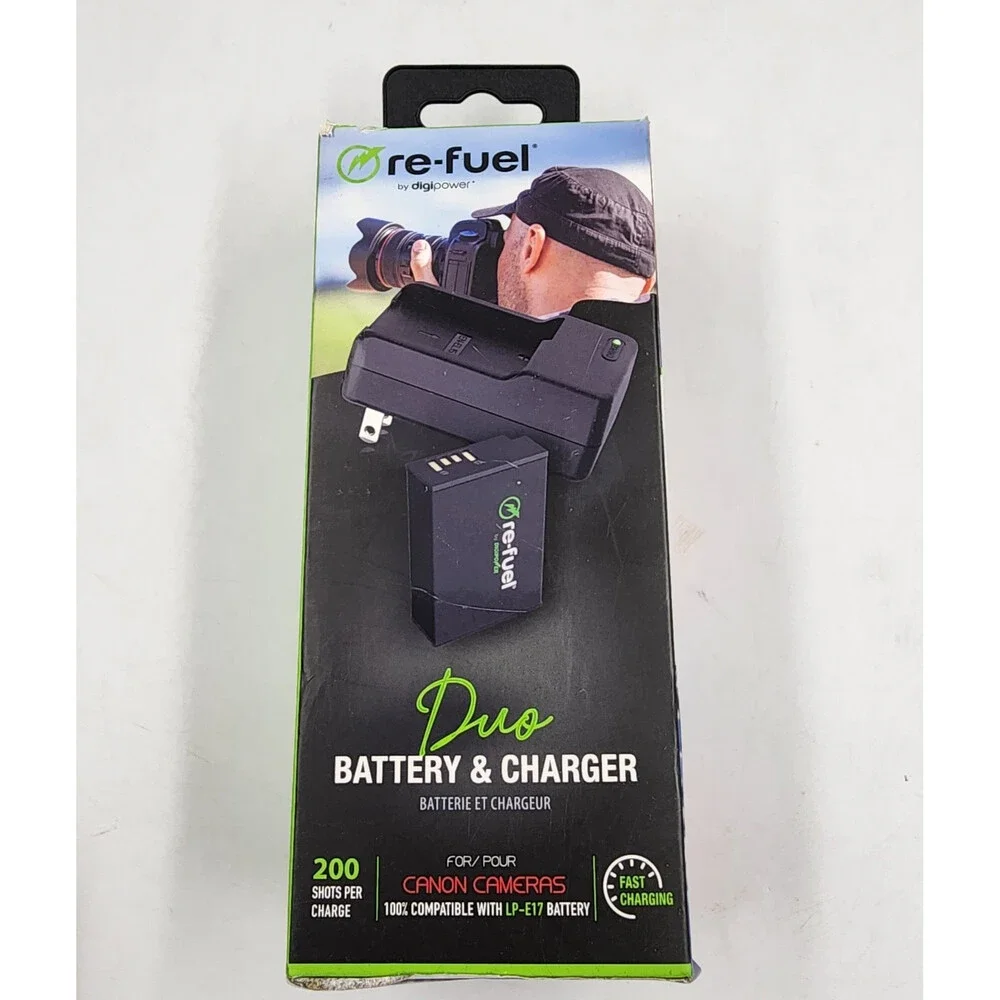 Re-Fuel By Digipower Canon Camera Duo Battery & Charger Fast Charging - Black